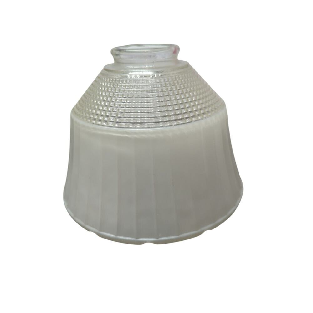 Vintage Paneled Grid Clear Milk Glass Lamp Shade National Home Light Council 954